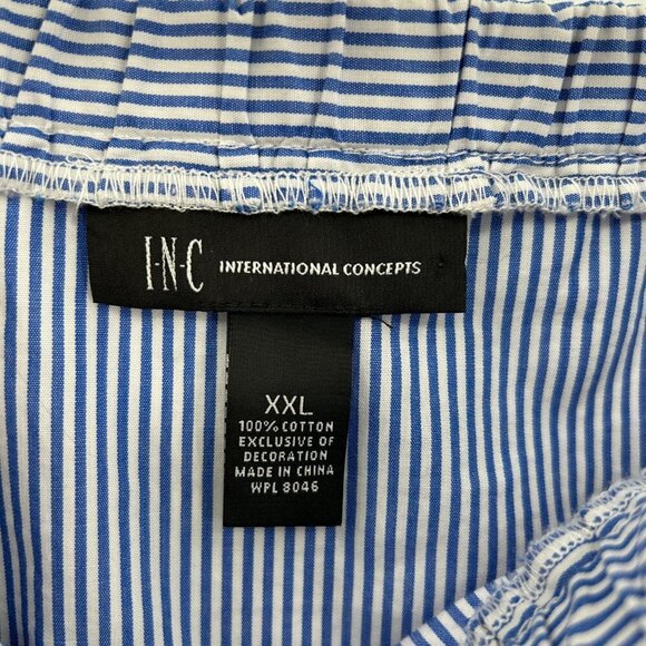 INC INTERNATIONAL CONCEPTS Blue White Stripe Bell Cold Shoulder Boxy Shirt XXL - Picture 8 of 8
